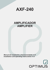Optimus AXF-240 Installation And Operating Instructions Manual