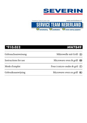 SEVERIN 910.052 Instructions For Use Manual