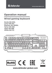 Defender Talvar GK-558 Operation Manual