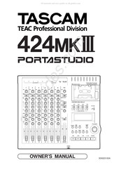Teac Tascam Portastudio 424 MkIII Owner's Manual