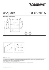 DURAVIT XSquare XS 7016 Mounting Instructions