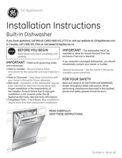 GE GDF510PGRWW Installation Instructions Manual