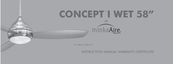 Minka-Aire CONCEPT I WET F477L-BNW Instruction Manual Warranty Certificate
