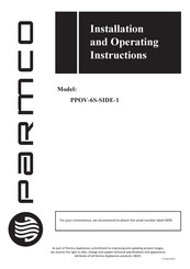 Parmco PPOV-6S-SIDE-1 Installation And Operating Instructions Manual