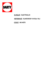 Electrolux Favola Plus Quick Start Manual