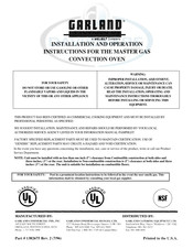 Welbilt GARLAND MCO-GS-10 Installation And Operation Instruction Manual