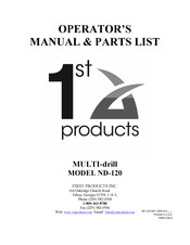First Products ND-120 Operator's Manual & Parts List