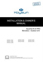 Kaysun Aquantia KHP-MO 14 DTR2 Installation & Owner's Manual