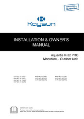 Kaysun Aquantia KHPS-MO PRO Installation & Owner's Manual
