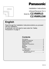 Panasonic CZ-RWRU3 Installation Instructions Manual
