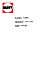 Philips 20PHH4109 User Manual