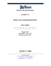 IKONIX Associated Research HYAMP III Operation And Service Manual