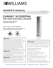 Williams CARMEL AC2030TNA Owner's Manual