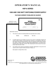 KEPCO HSP-A Series Operator's Manual