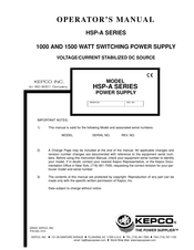 KEPCO HSP 12-84A Operator's Manual