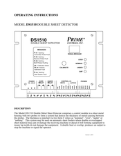 Prime Controls DS1510 Operating Instructions Manual