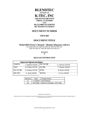 K-Tec BLENDTEC BDI-507 Owner's Manual