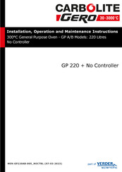 VERDER CARBOLITE GERO +GP 220 No Controller Installation, Operation And Maintenance Instructions