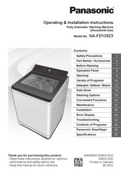 Panasonic NA-FD135Z3 Operating & Installation Instructions Manual