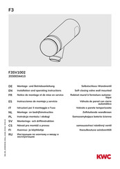 KWC F3SV1002 Installation And Operating Instructions Manual