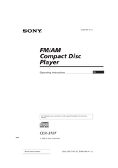 Sony CDX-3107 Operating Instructions Manual