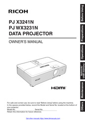 Ricoh PJ X3241N Owner's Manual