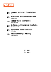 Franke FCL 602L Instructions For Use And Installation