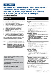 Advantech MIO-5376 Startup Manual