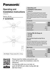 Panasonic F-60WWK Operating And Installation Instructions