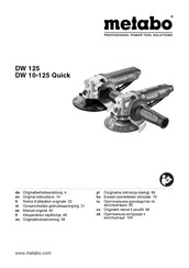 Metabo DW 10-125 Quick Original Instructions Manual