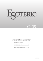 Esoteric G-05 Owner's Manual