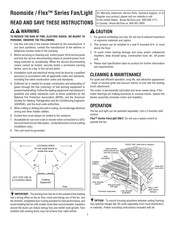 NuTone Roomside / Flex AR110LKVV Instructions Manual