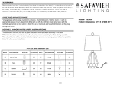 Safavieh Lighting SEIRA Manual