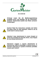 Garten Meister 92 05 65 Original Instructions Manual