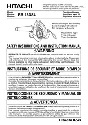 Hitachi RB 18DSL Safety Instructions And Instruction Manual