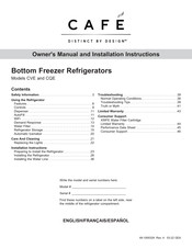Cafe CVE Owner's Manual And Installation Instructions