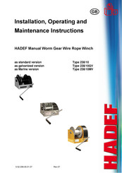 HADEF 238/10GV' 238/10MV Installation, Operating And Maintenance Instruction
