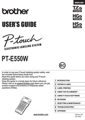 Brother P-Touch PT-E550WNIVP Manual