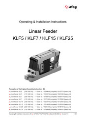 Afag KLF 5 Operating & Installation Instructions Manual