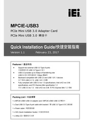 Iei Technology MPCIE-USB3 Quick Installation Manual
