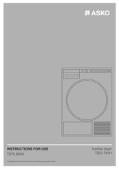 Asko TDC1781H.W Instructions For Use Manual