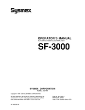 SYSMEX SF-3000 Operator's Manual
