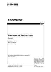Siemens ARCOSKOP Maintenance Instruction