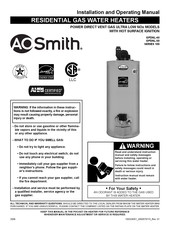 A.O. Smith ProLine XE GPDNL-40 Series Installation And Operating Manual