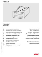 KWC RODAN RODX600TT Installation And Operating Instructions Manual