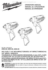 Milwaukee M12 FUEL 2454-20 Operator's Manual