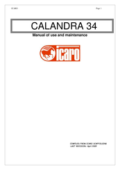 ICARO CALANDRA 34 Manual Of Use And Maintenance