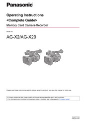 Panasonic AG-X2 Operating Instructions Manual