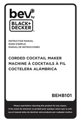 BLACK DECKER BXHB1200E Hand Blender Instruction Manual