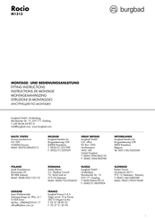 burgbad Rocio M1313 Fitting Instructions Manual